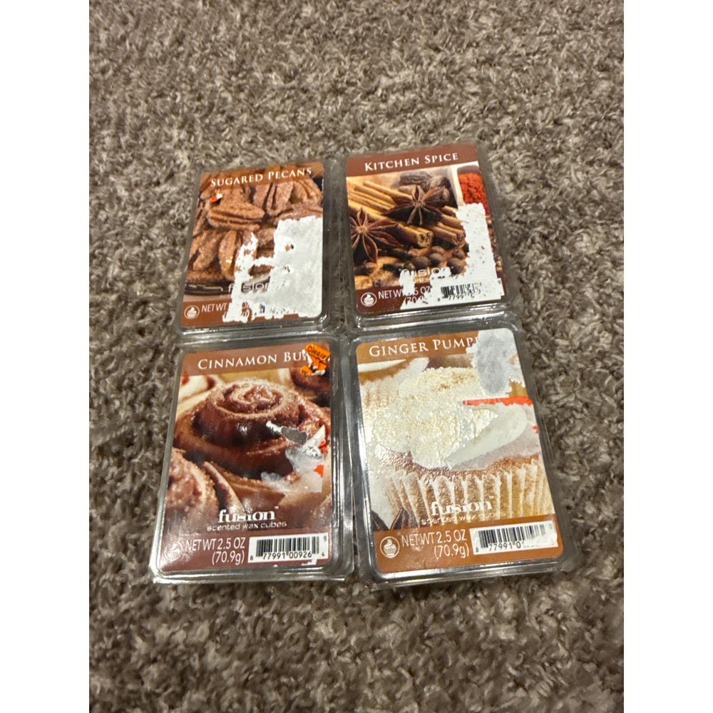 Fusion Scented Wax Cubes 4 Pack Sugared Pecan Kitchen Spice Pumpkin Cinnamon 2.5